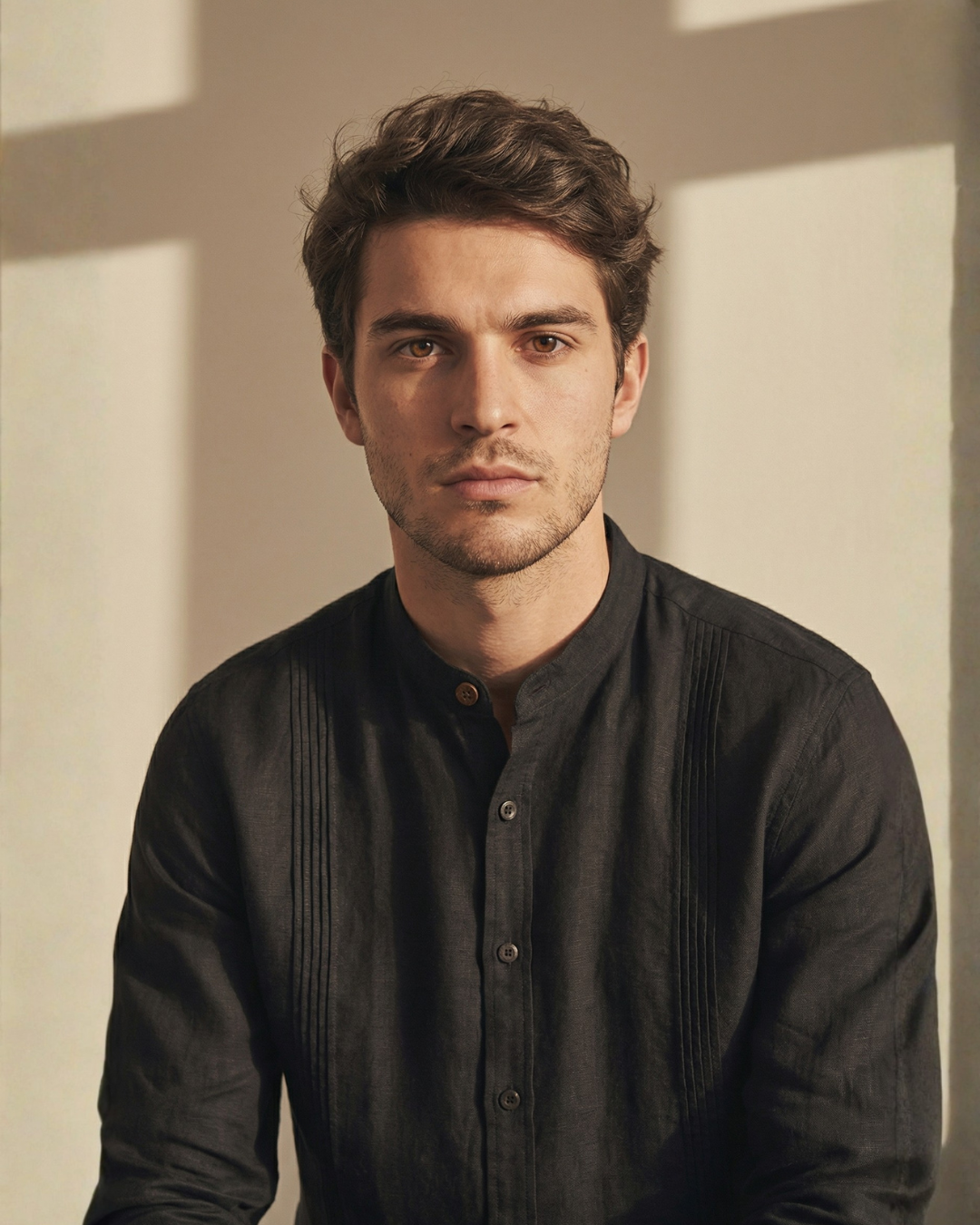 CAMISA MAO ALFORZAS NEGRA