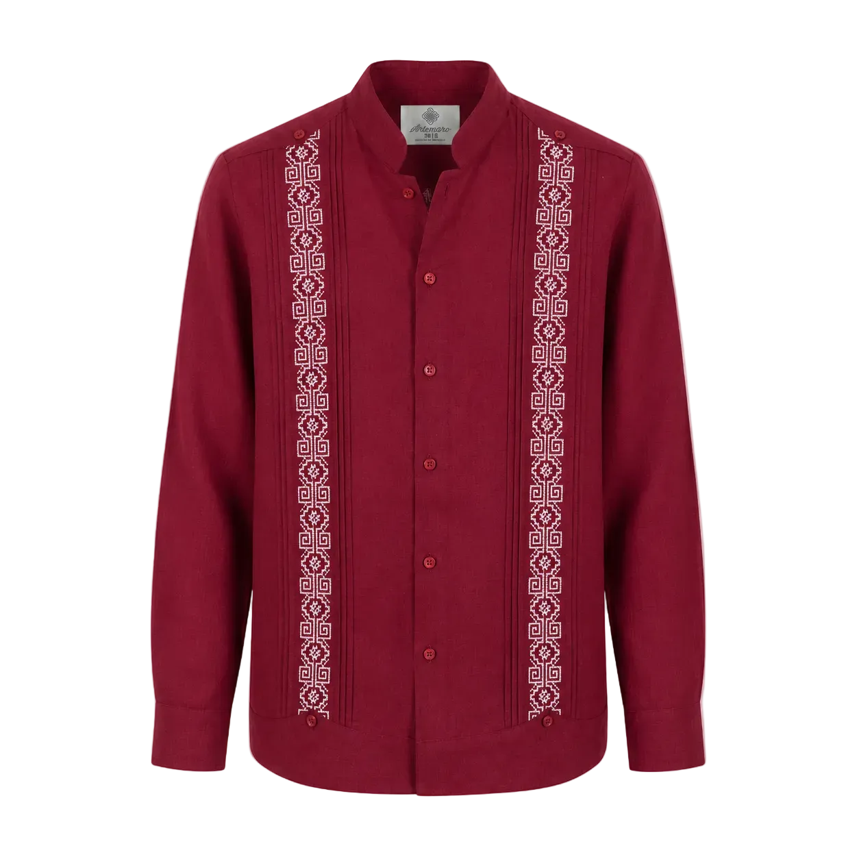 GUAYABERA AZTECA VINO PLATA MAO