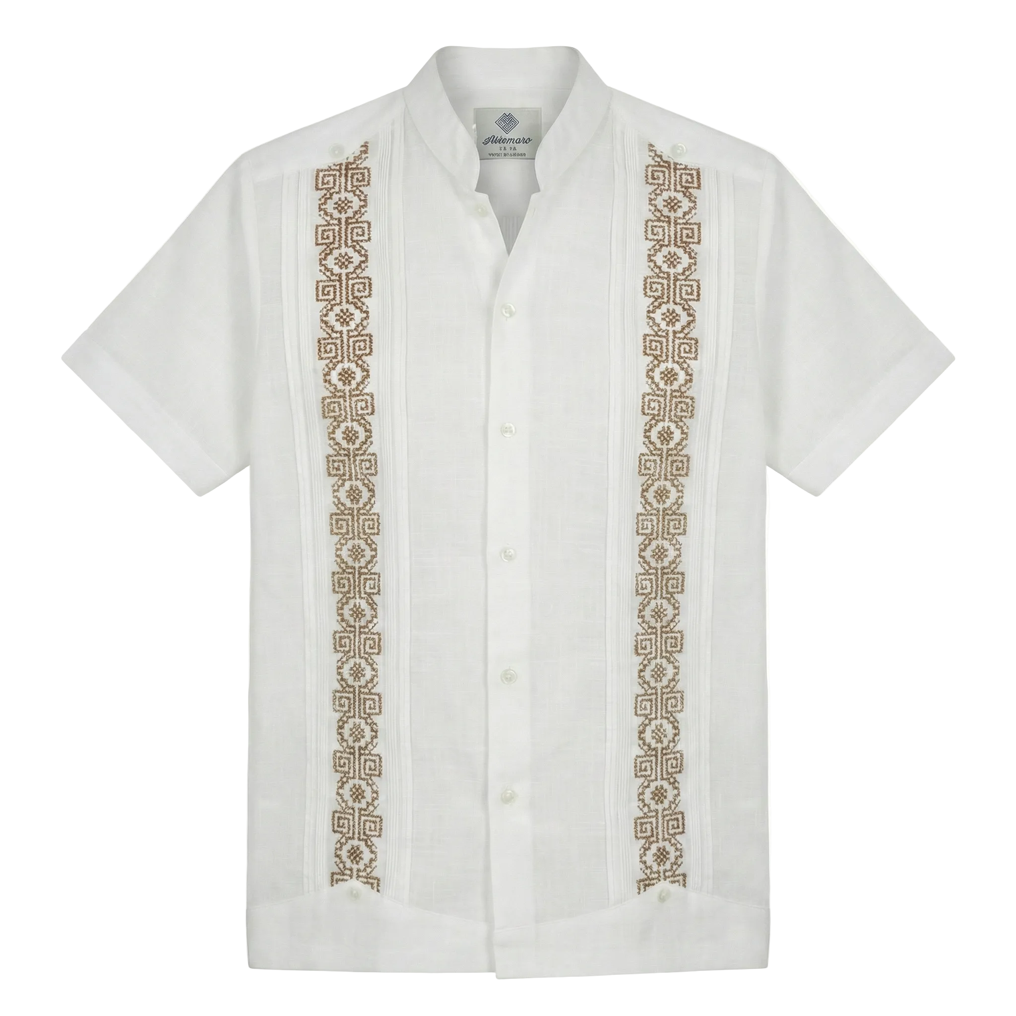GUAYABERA AZTECA BLANCO COBRE MAO