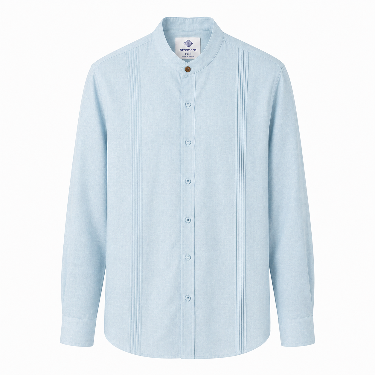 CAMISA MAO ALFORZAS CELESTE