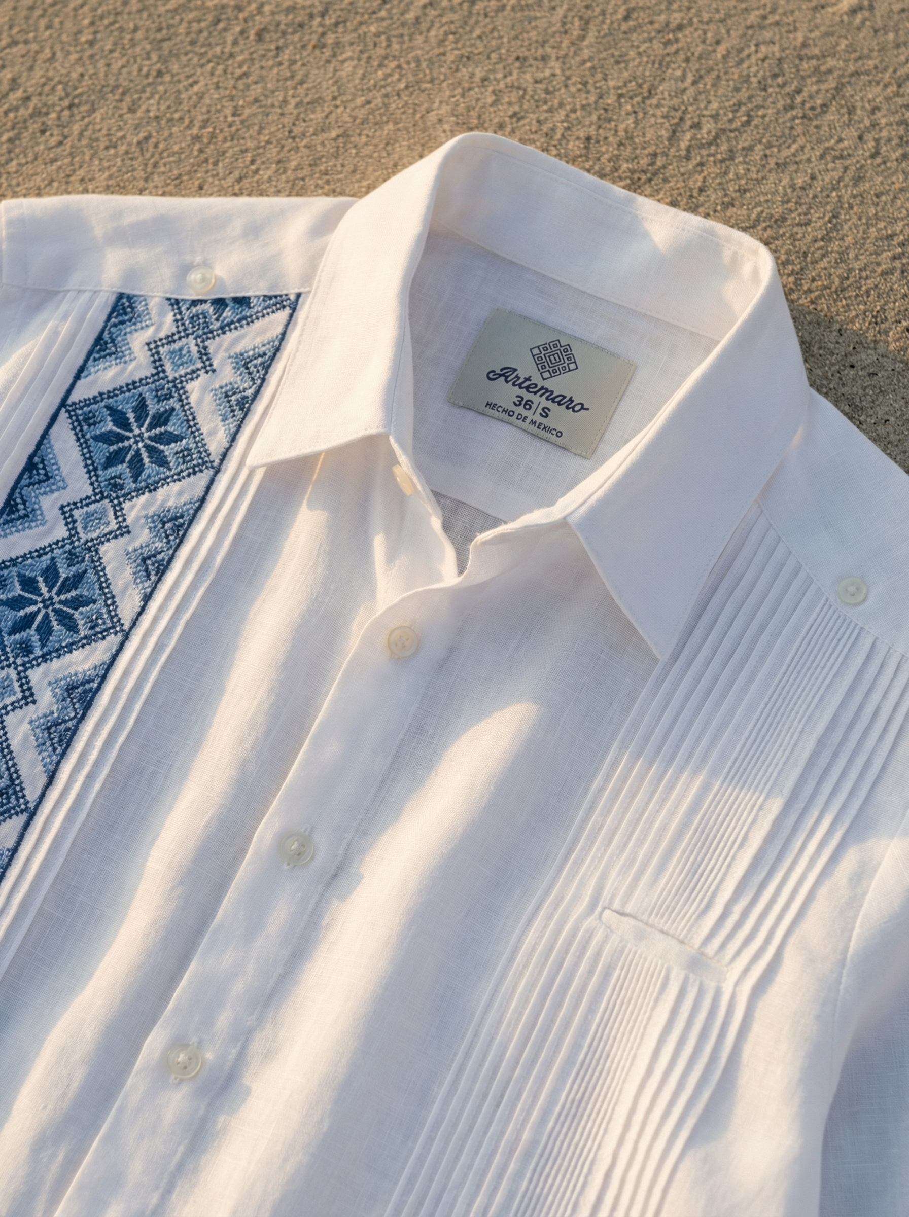 GUAYABERA JC BLANCA AZUL REY