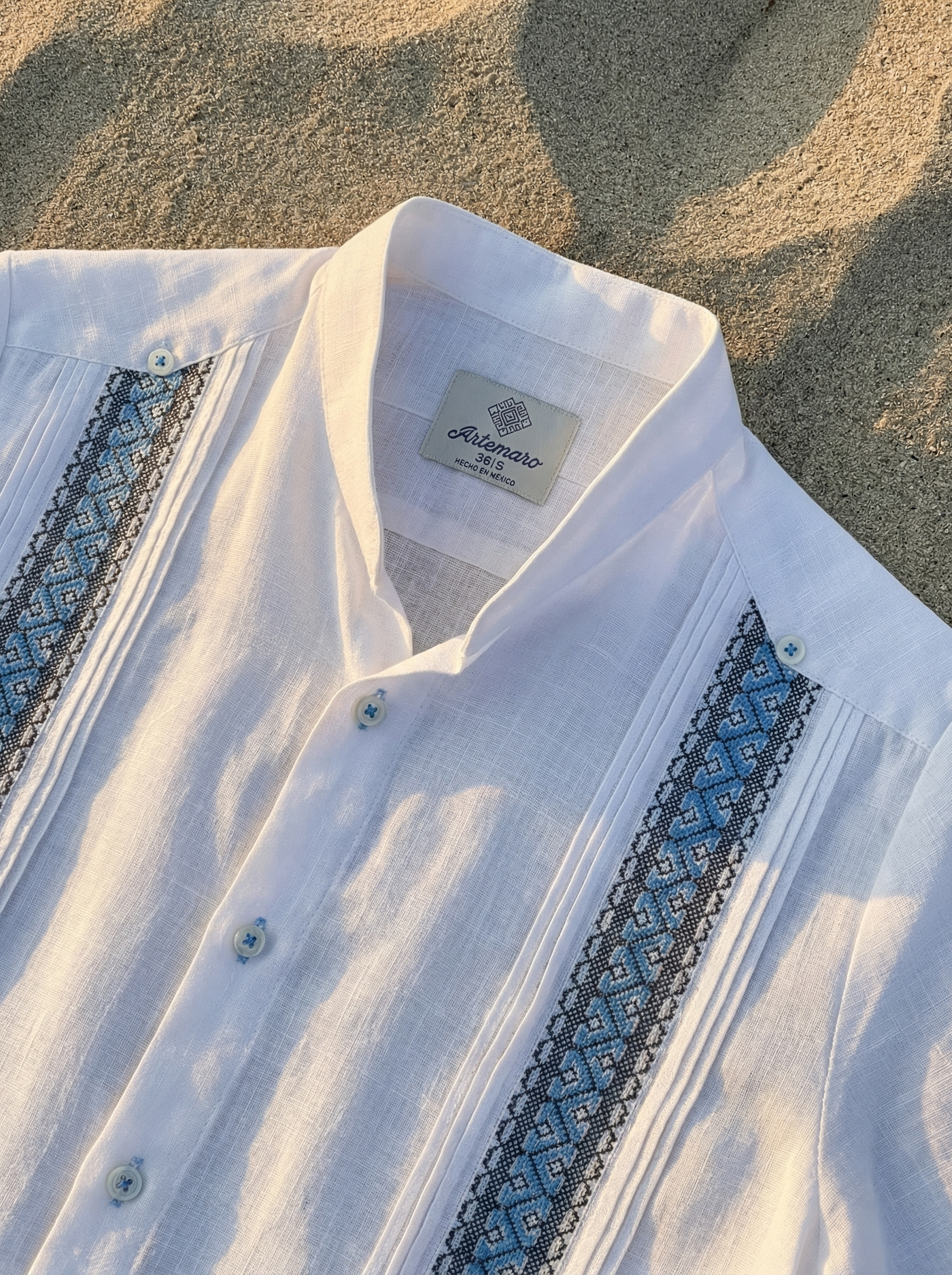 GUAYABERA NULL BLANCA/AZUL MAO