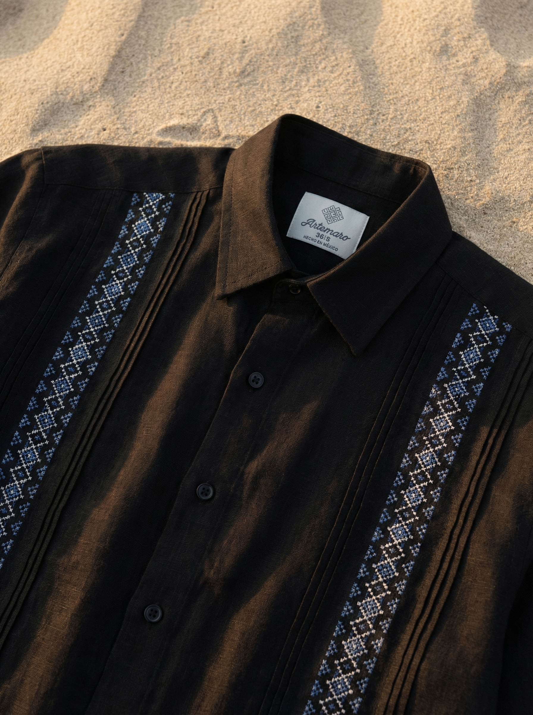GUAYABERA FRANCO NEGRA
