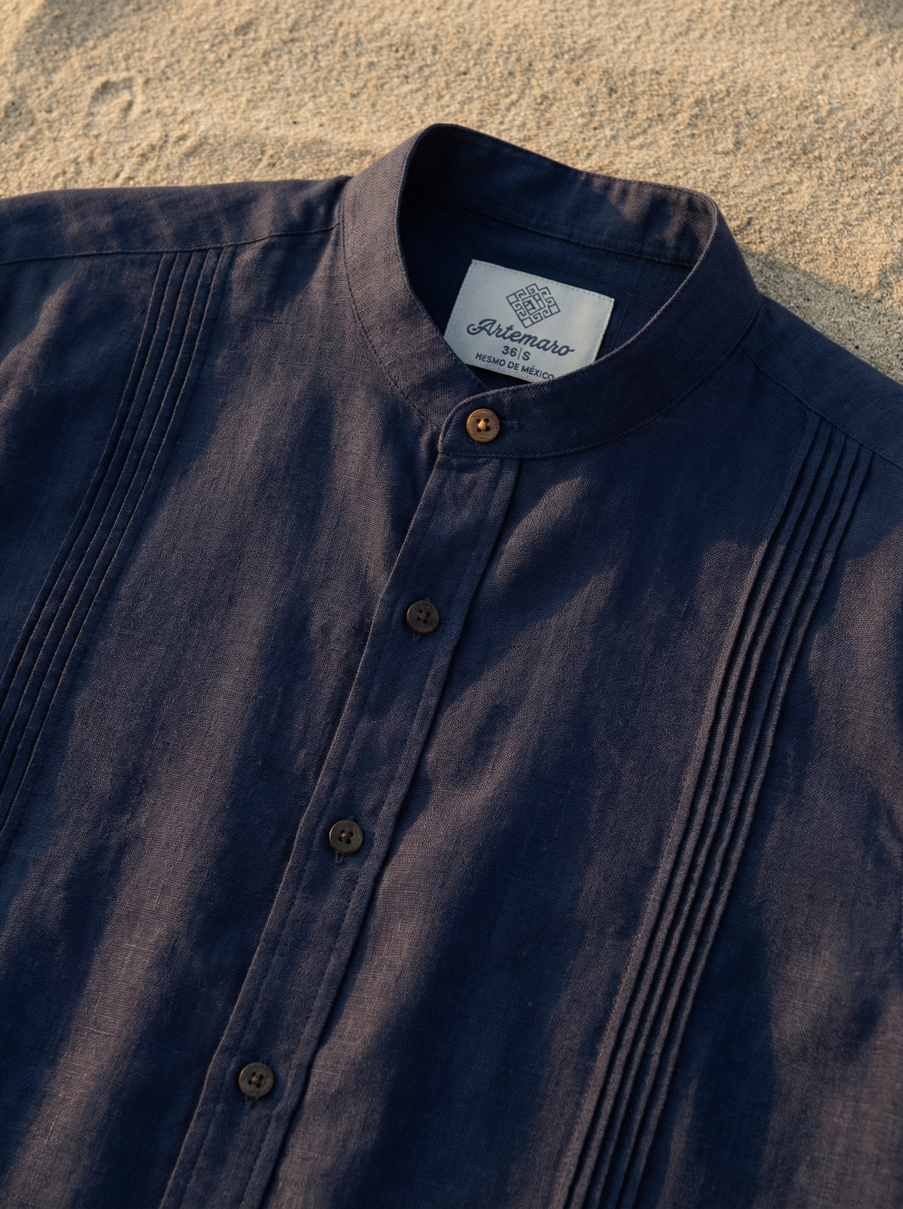 CAMISA MAO ALFORZAS AZUL MARINO
