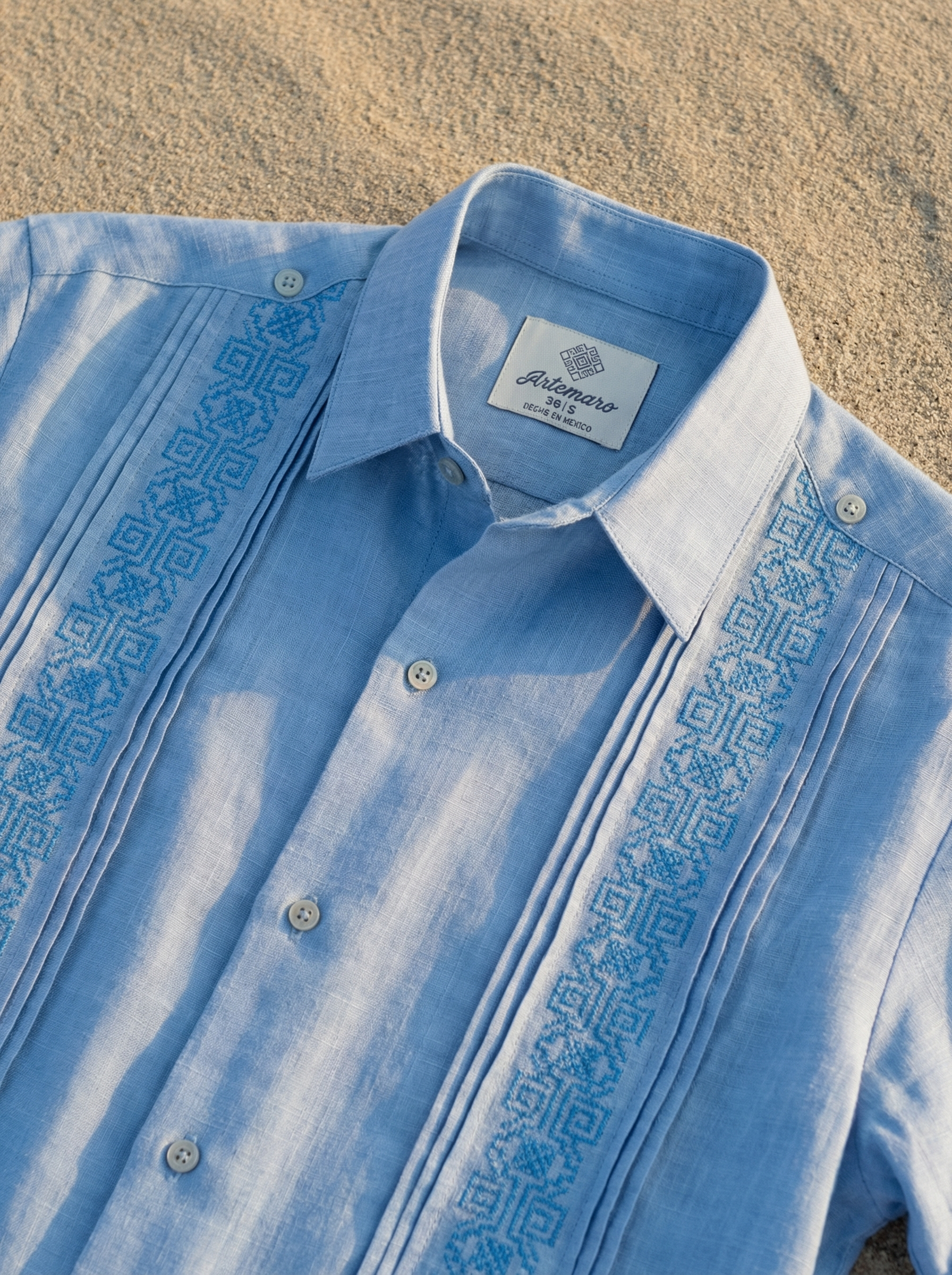 GUAYABERA AZTECA CELESTE