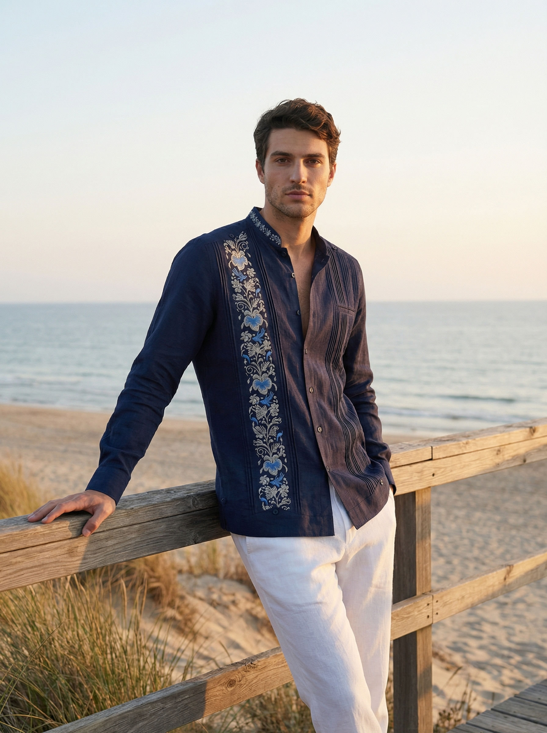 GUAYABERA VALENTINO AZUL