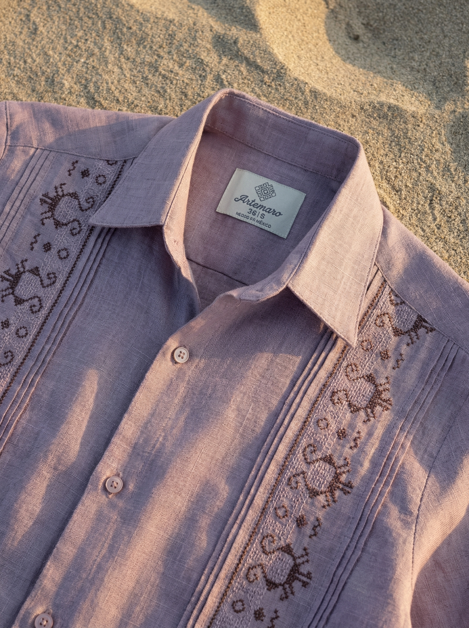 GUAYABERA CARACOL GUINDA