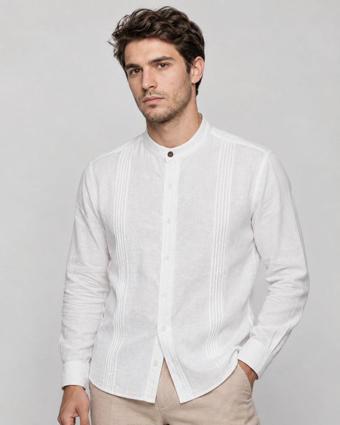 CAMISA MAO ALFORZAS BLANCA