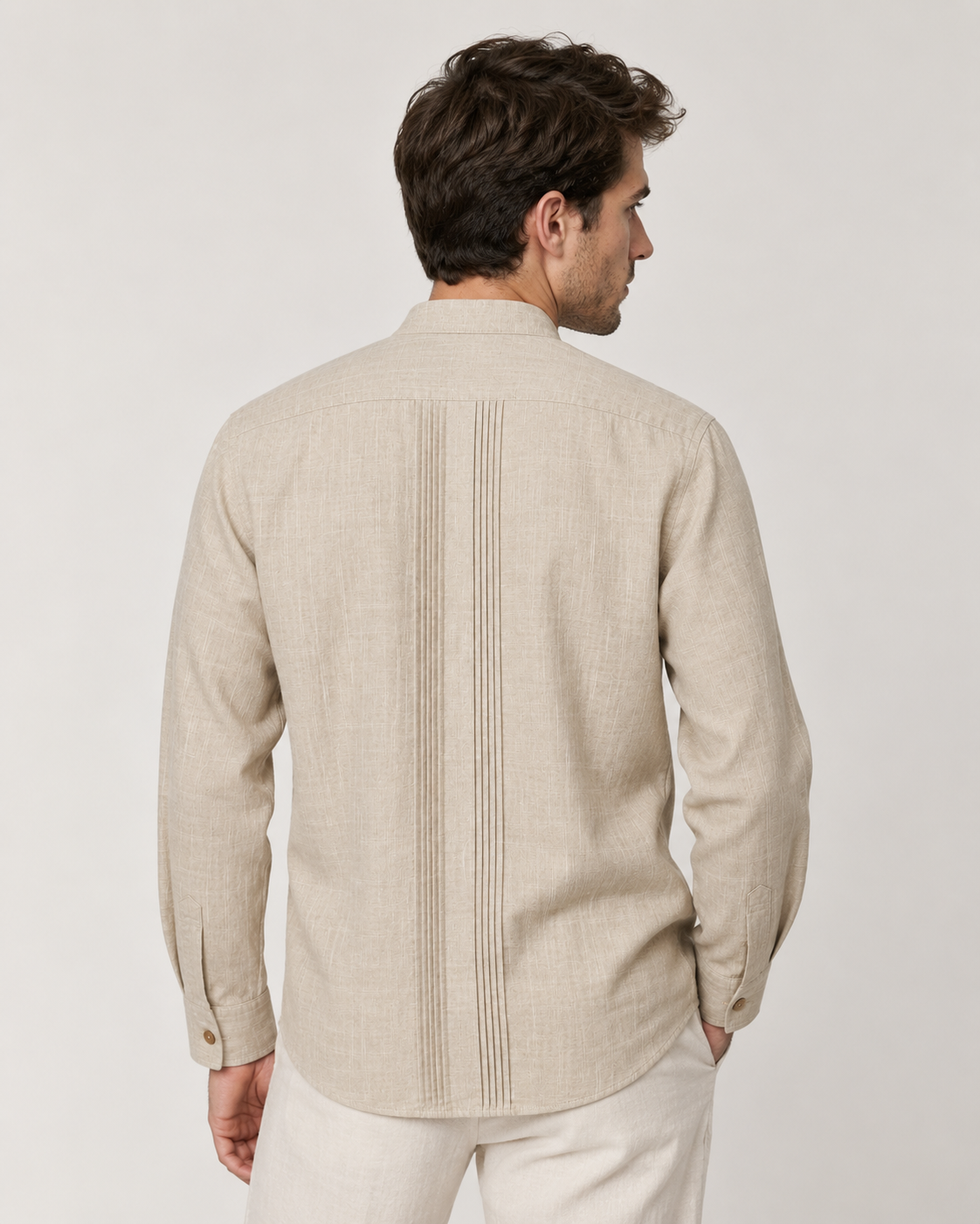 CAMISA MAO ALFORZAS BEIGE