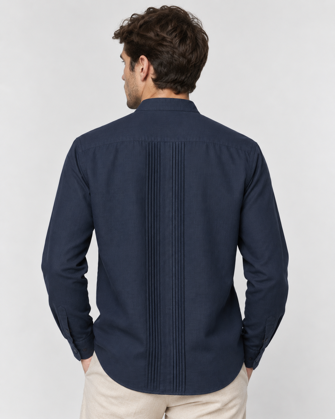 CAMISA MAO ALFORZAS AZUL PETROLEO