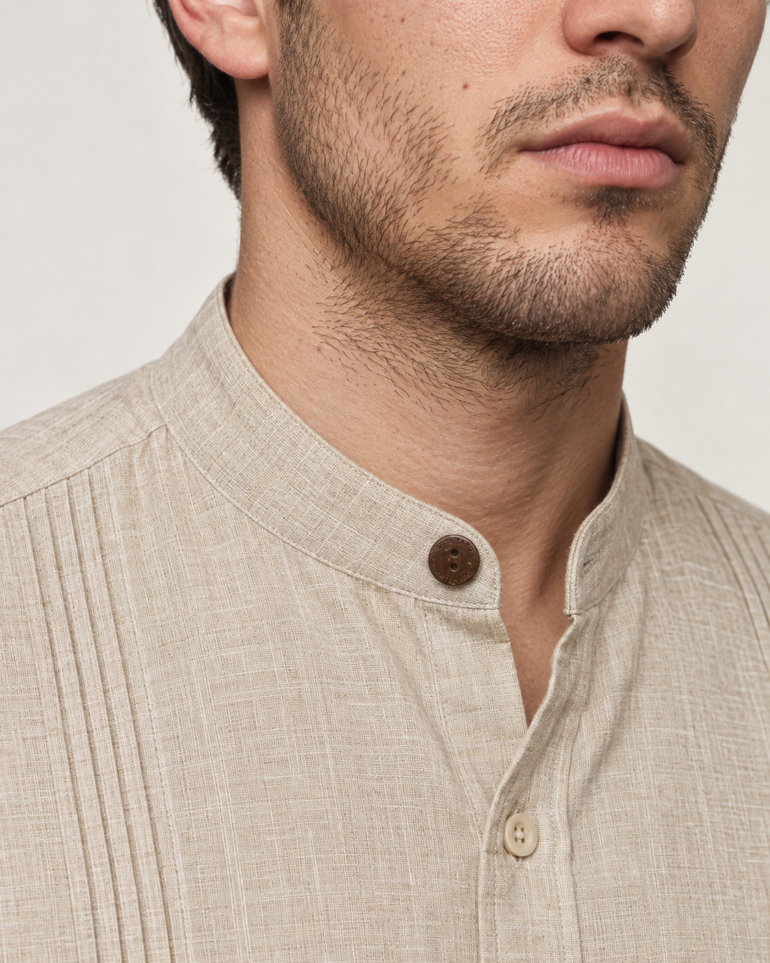 CAMISA MAO ALFORZAS BEIGE