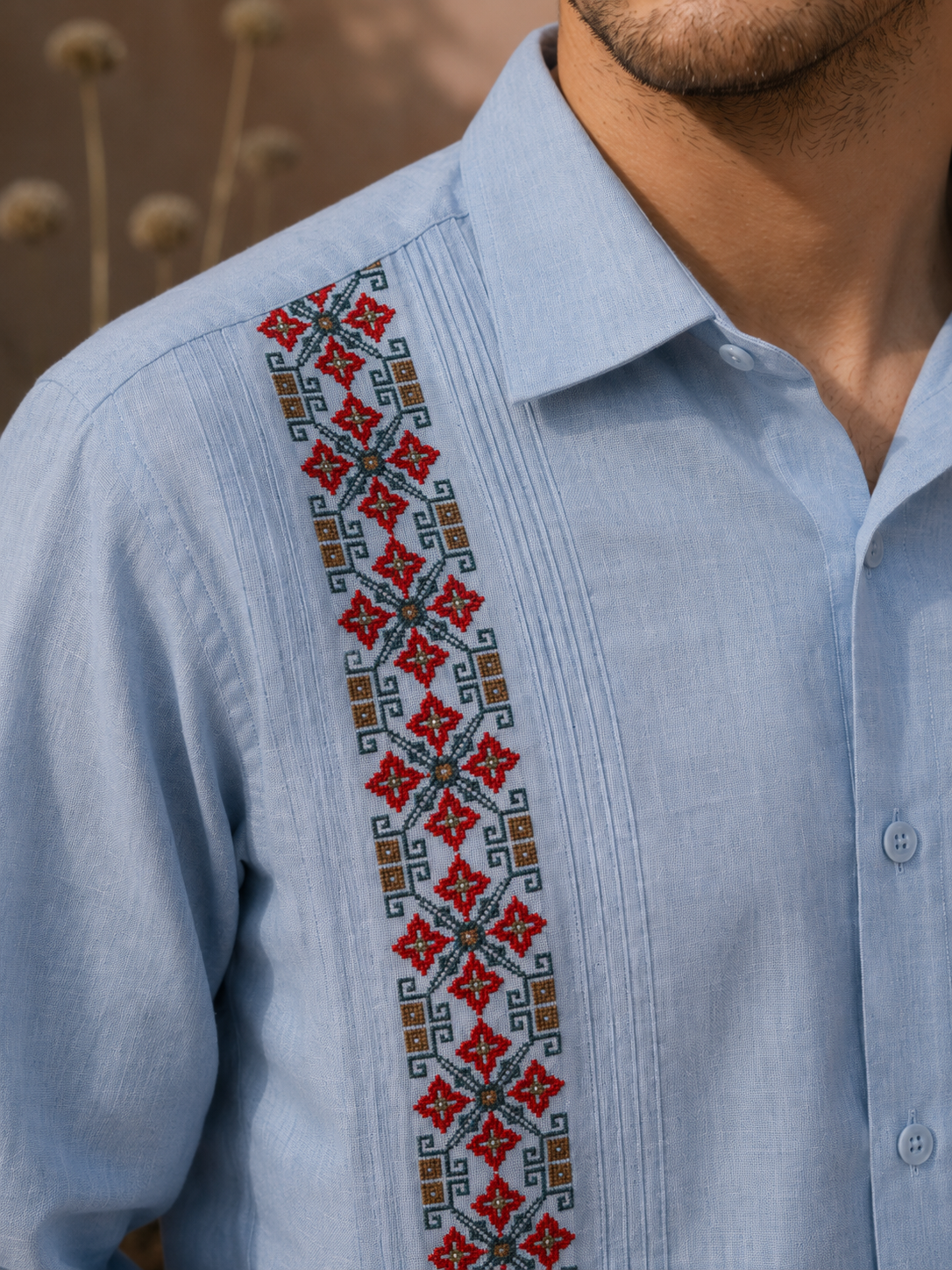 GUAYABERA ALBA CELESTE