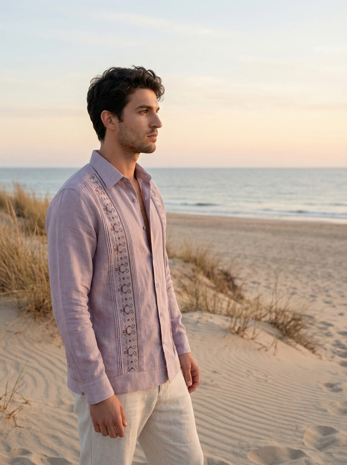 GUAYABERA CARACOL GUINDA
