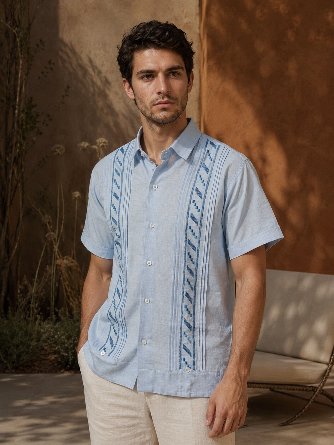 GUAYABERA EUFEMIO AZUL