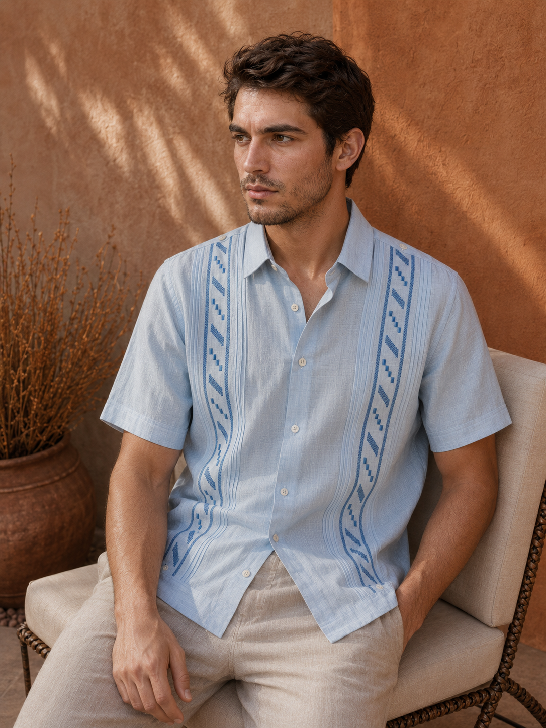GUAYABERA EUFEMIO AZUL