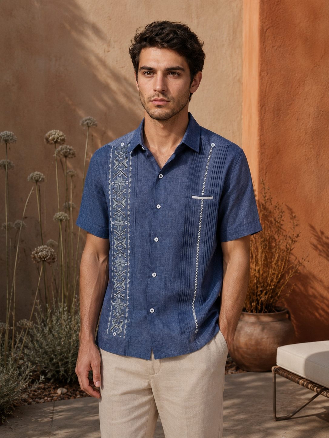 GUAYABERA KANTE MEZCLILLA