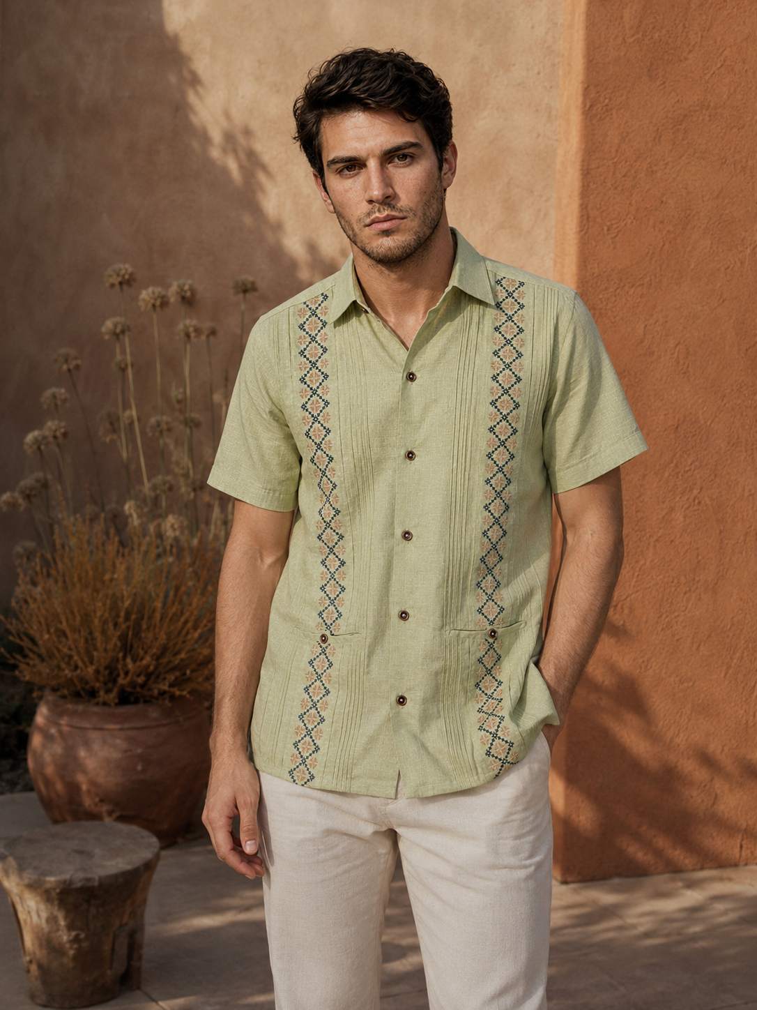 GUAYABERA ROMBOS LIMON