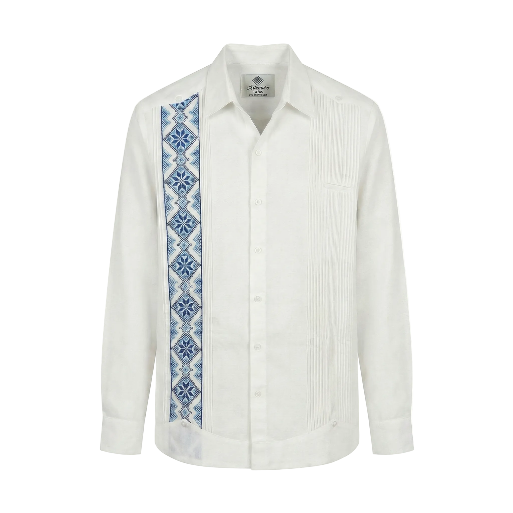 GUAYABERA JC BLANCA AZUL REY