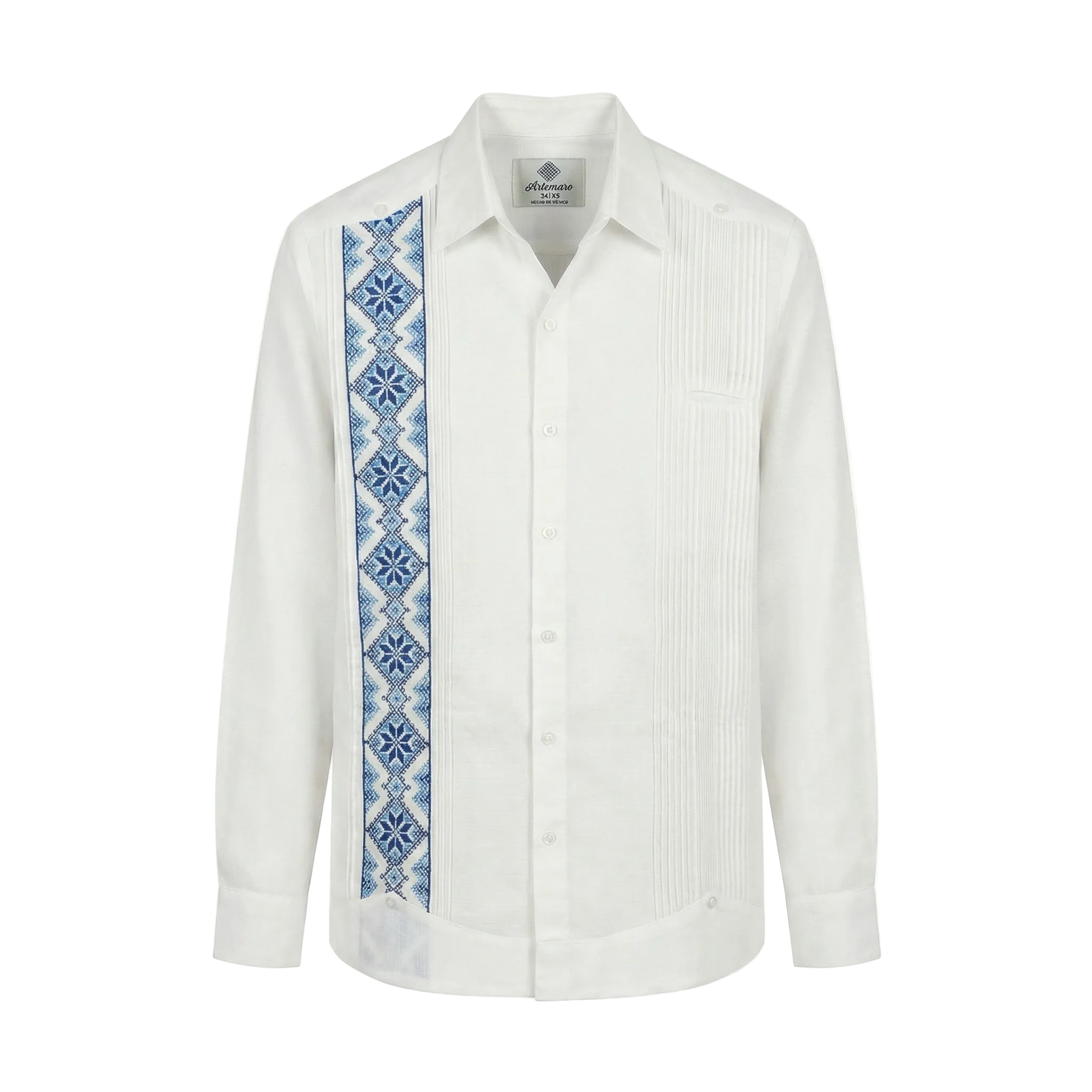 GUAYABERA JC BLANCA AZUL MARINO