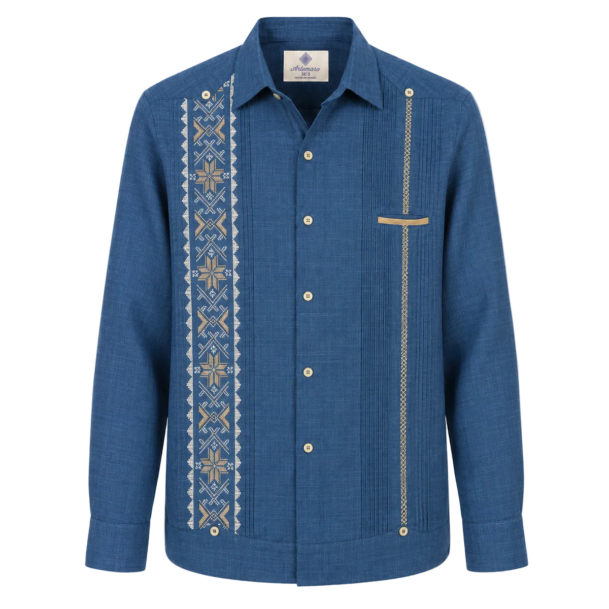 GUAYABERA KANTE AZUL MEDIO