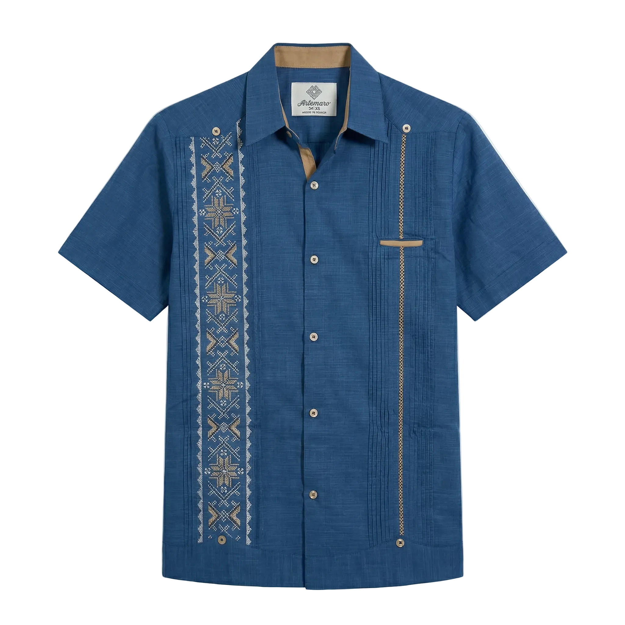 GUAYABERA KANTE AZUL MEDIO