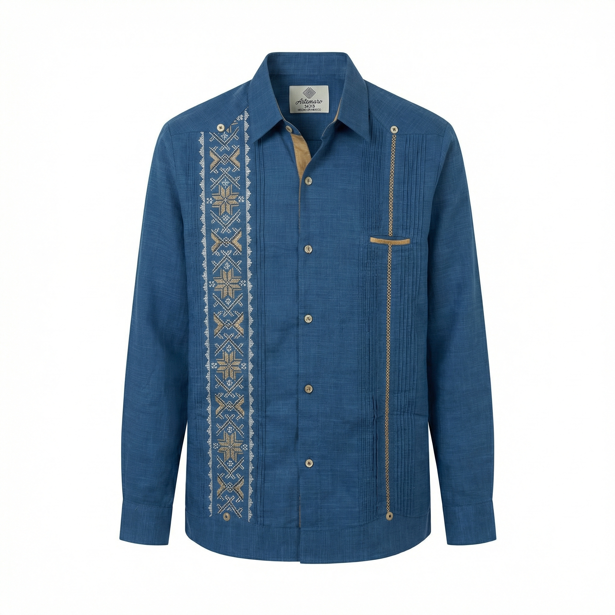 GUAYABERA KANTE AZUL MEDIO