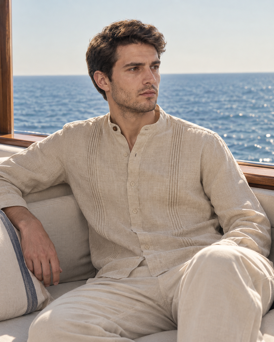 CAMISA MAO ALFORZAS BEIGE