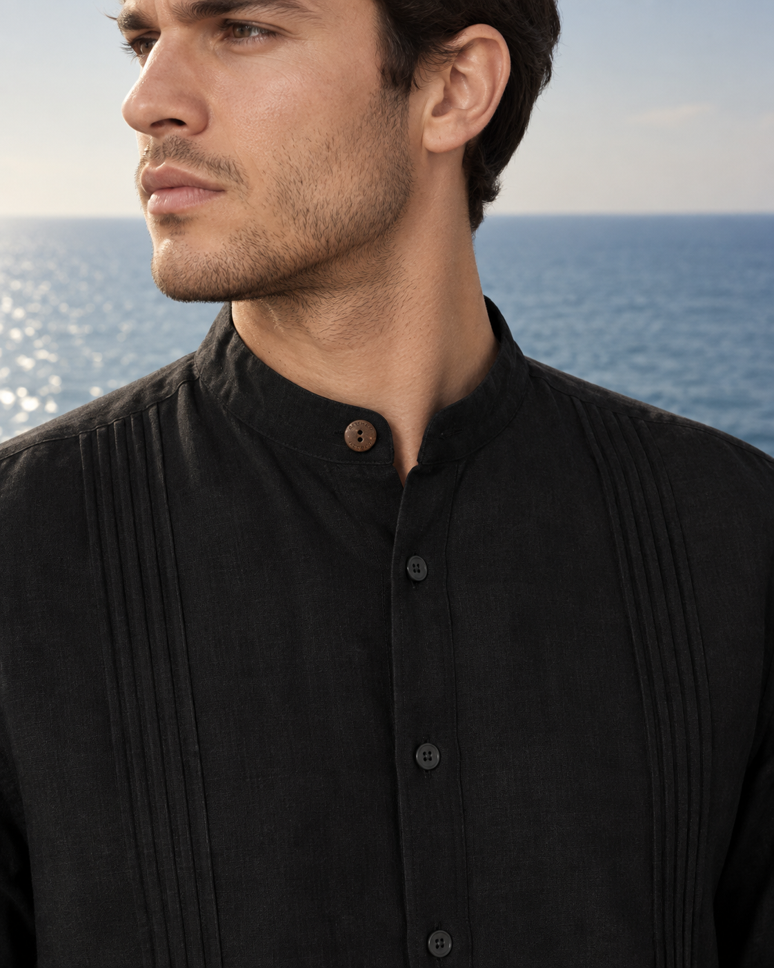 CAMISA MAO ALFORZAS NEGRA