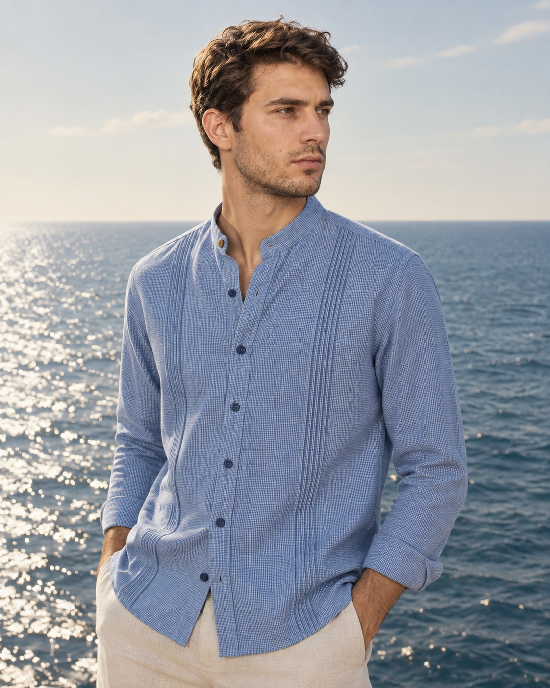 CAMISA MAO ALFORZAS VICK INDIGO