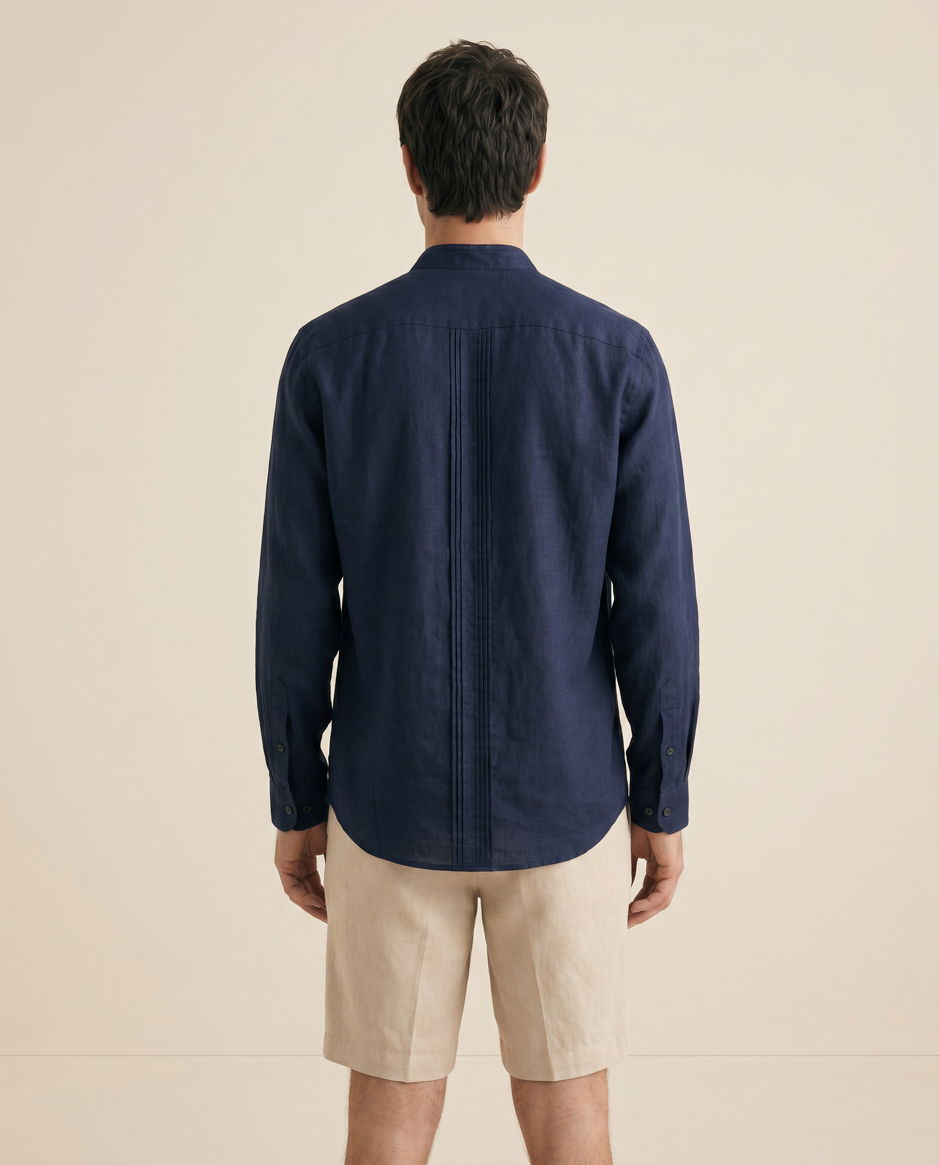 CAMISA MAO ALFORZAS AZUL MARINO