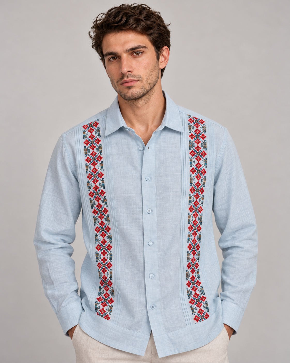GUAYABERA ALBA CELESTE
