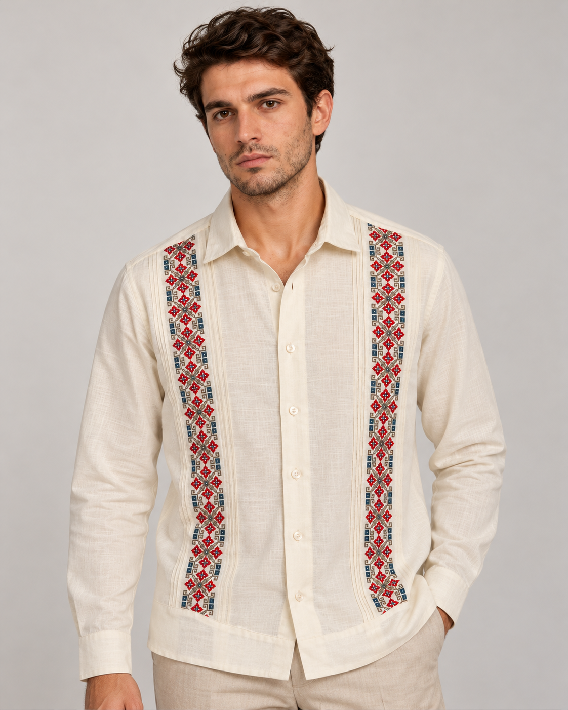 GUAYABERA ALBA HUESO
