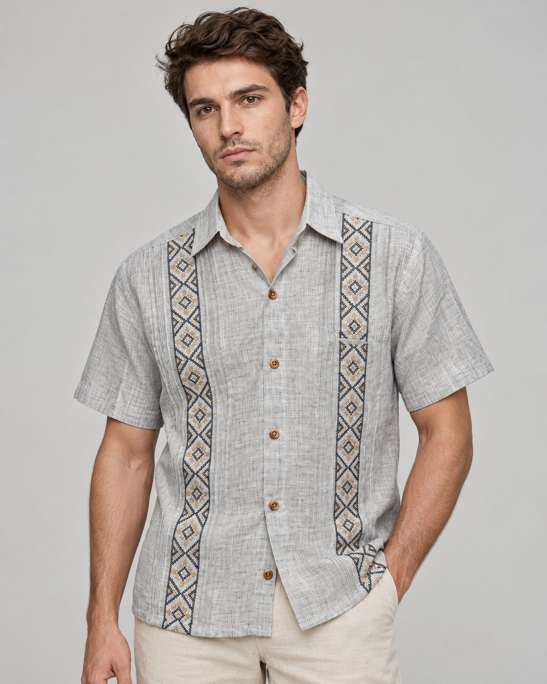 GUAYABERA ANDRÉ GRIS HIELO