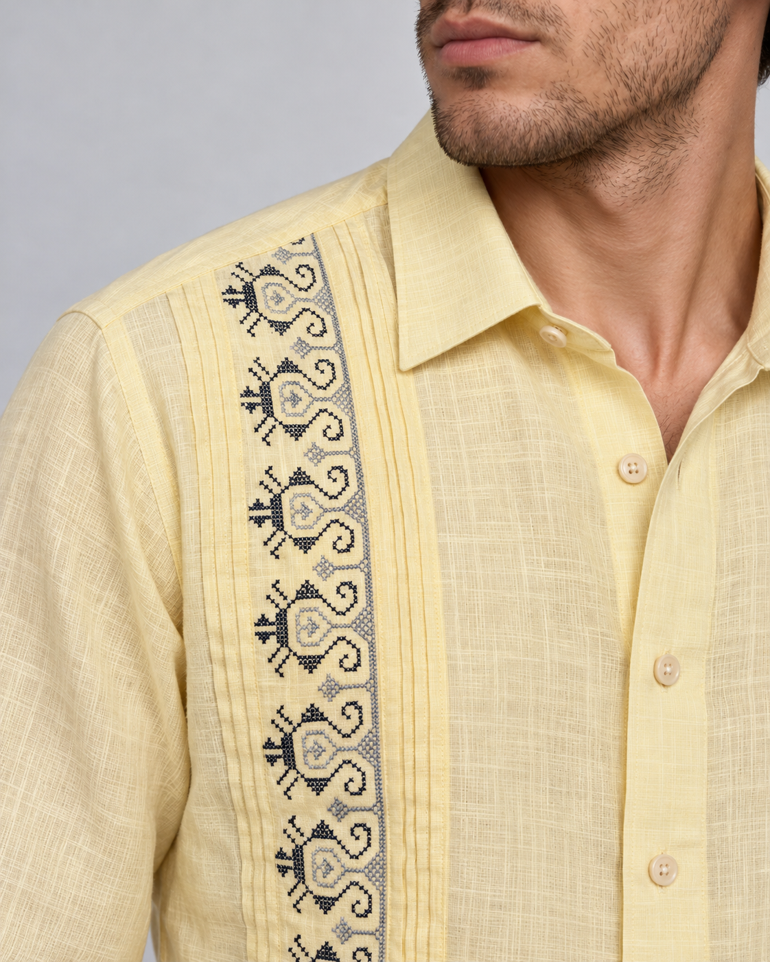 GUAYABERA CARACOL AMARILLA