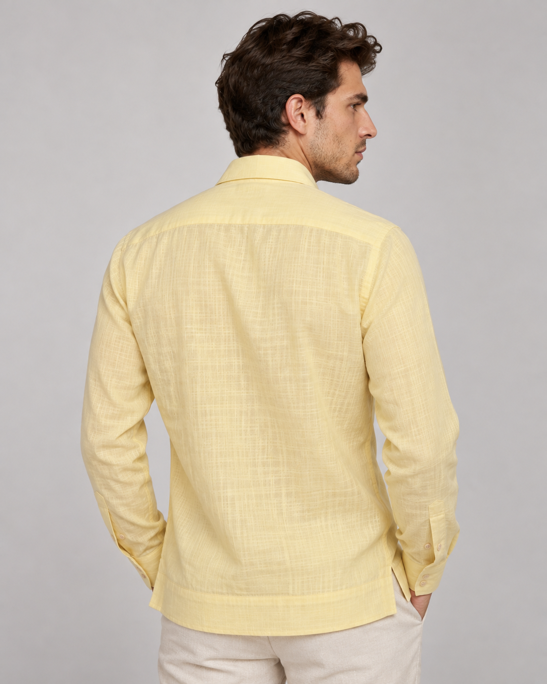 GUAYABERA CARACOL AMARILLA