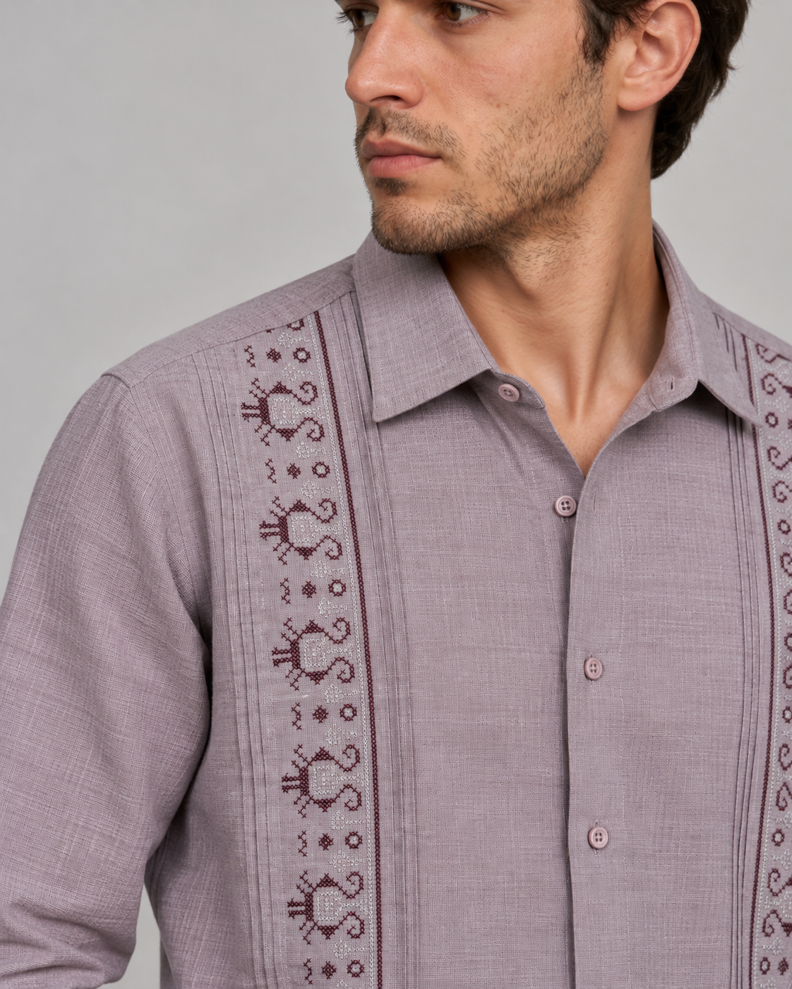GUAYABERA CARACOL GUINDA