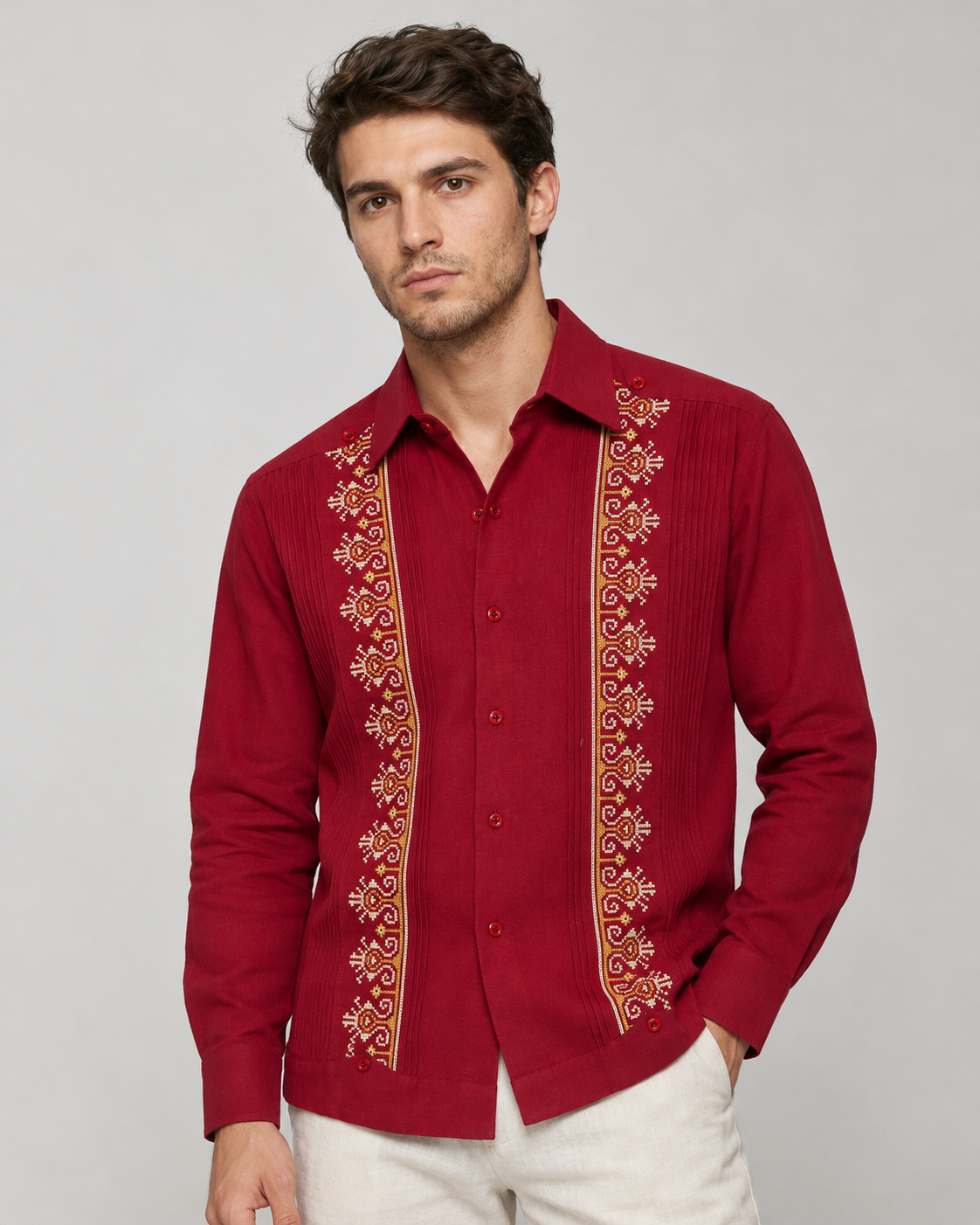 GUAYABERA CARACOL VINO