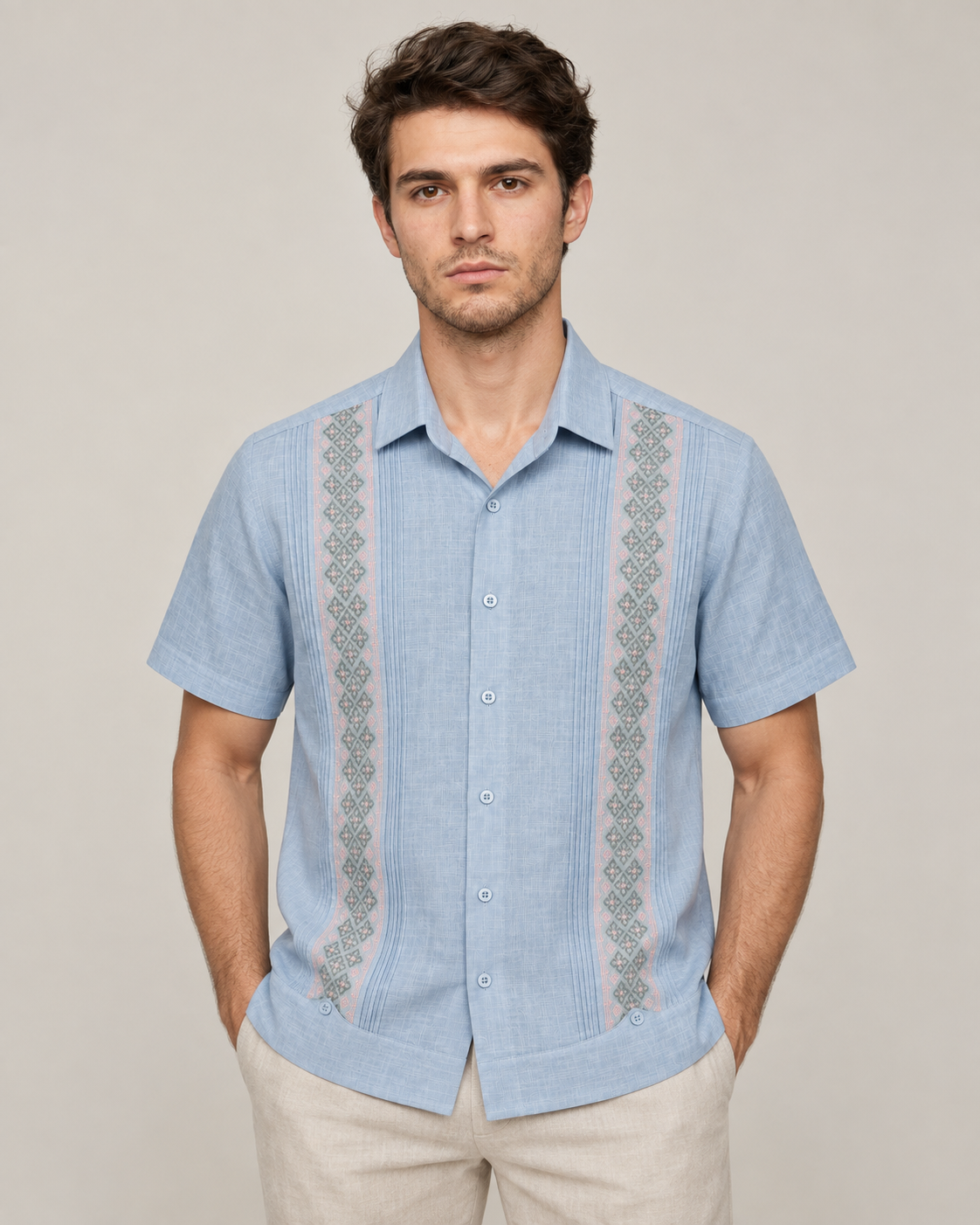 GUAYABERA FLOR AZUL