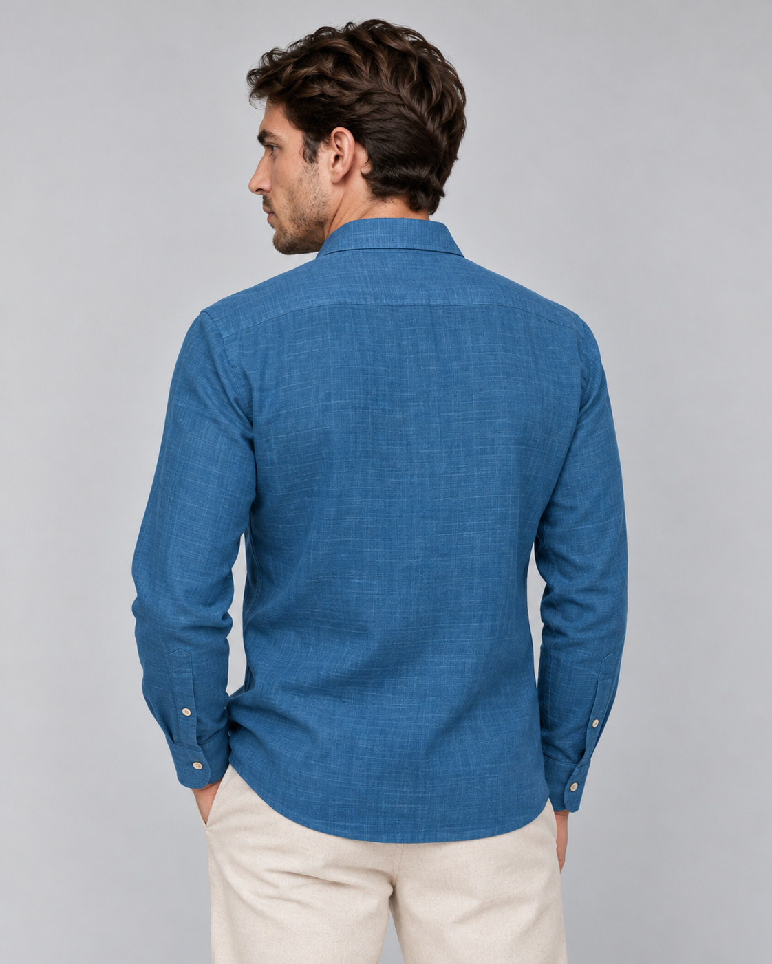 GUAYABERA PICUETA AZUL