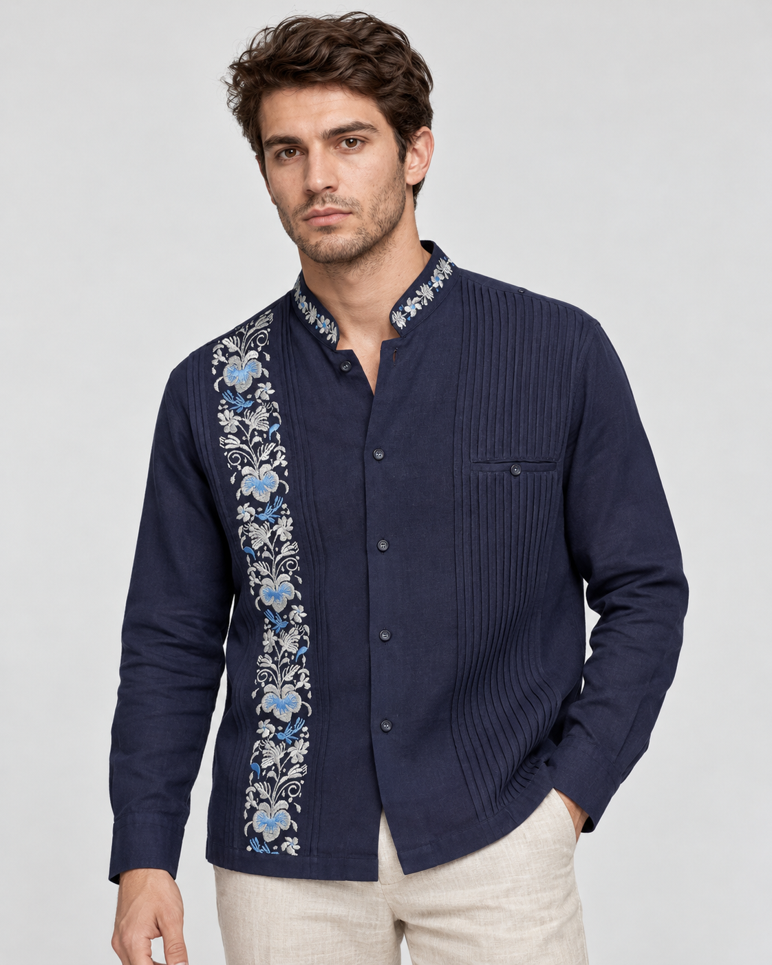 GUAYABERA VALENTINO AZUL