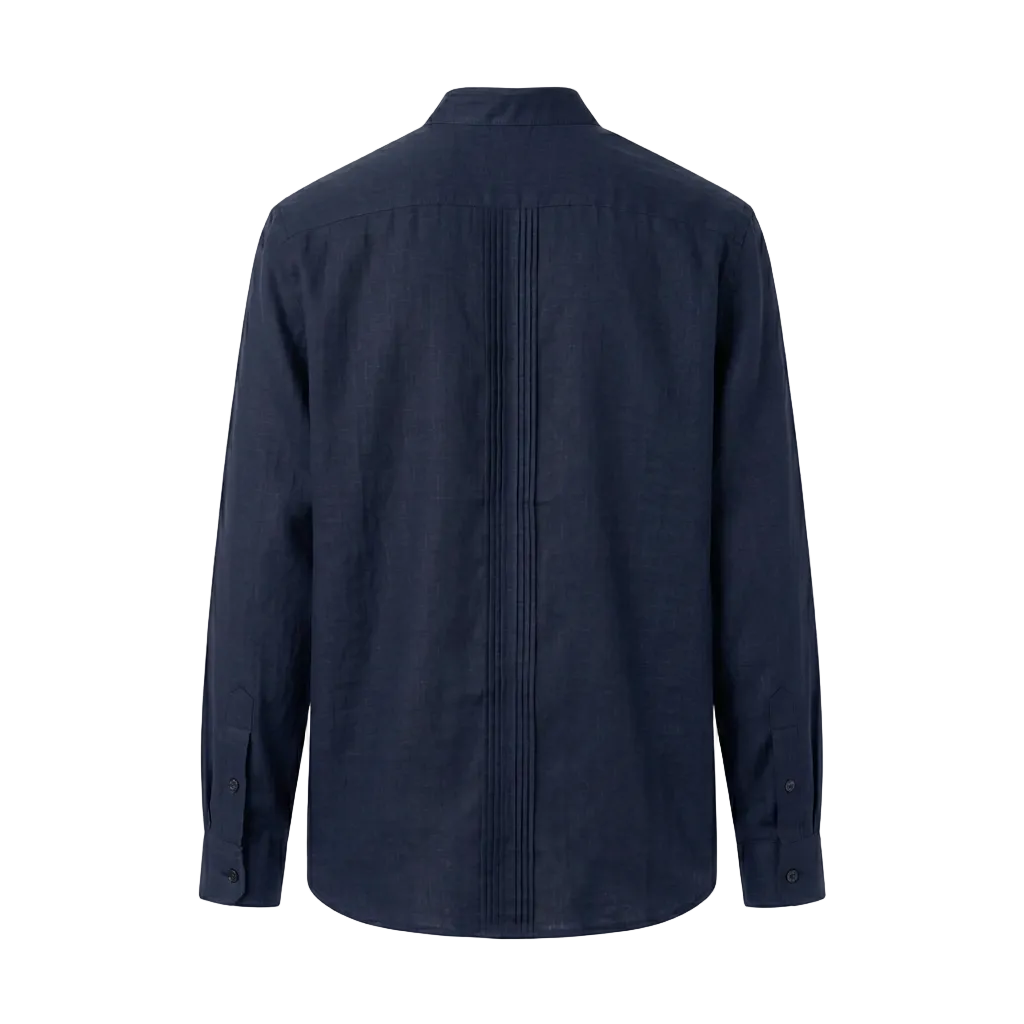 CAMISA MAO ALFORZAS AZUL PETROLEO