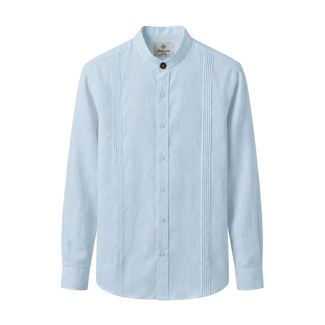 CAMISA MAO ALFORZAS CELESTE