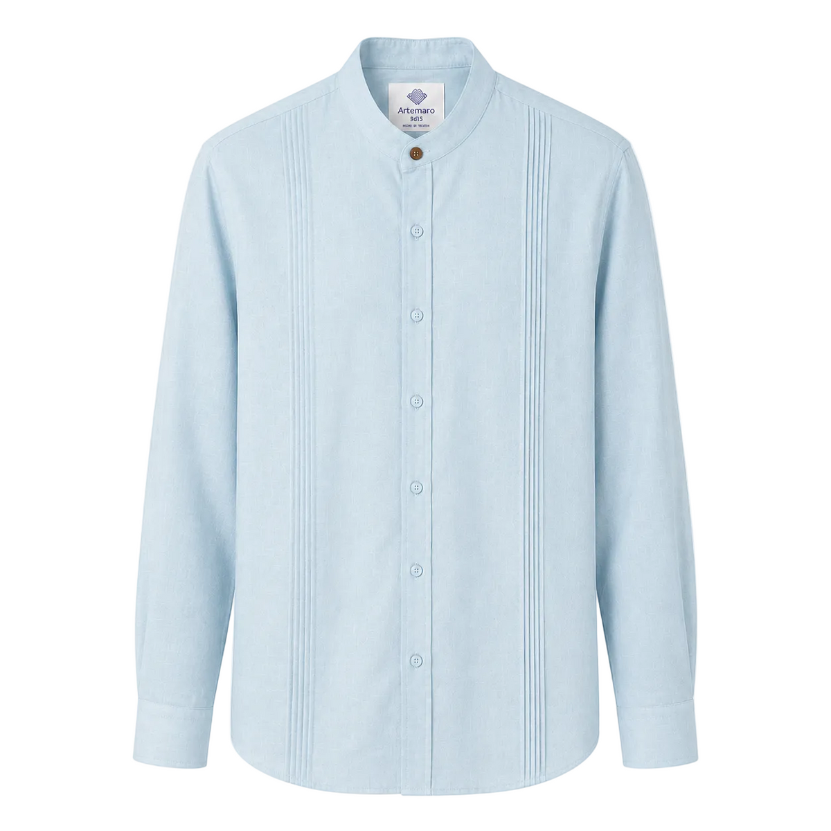 CAMISA MAO ALFORZAS CELESTE