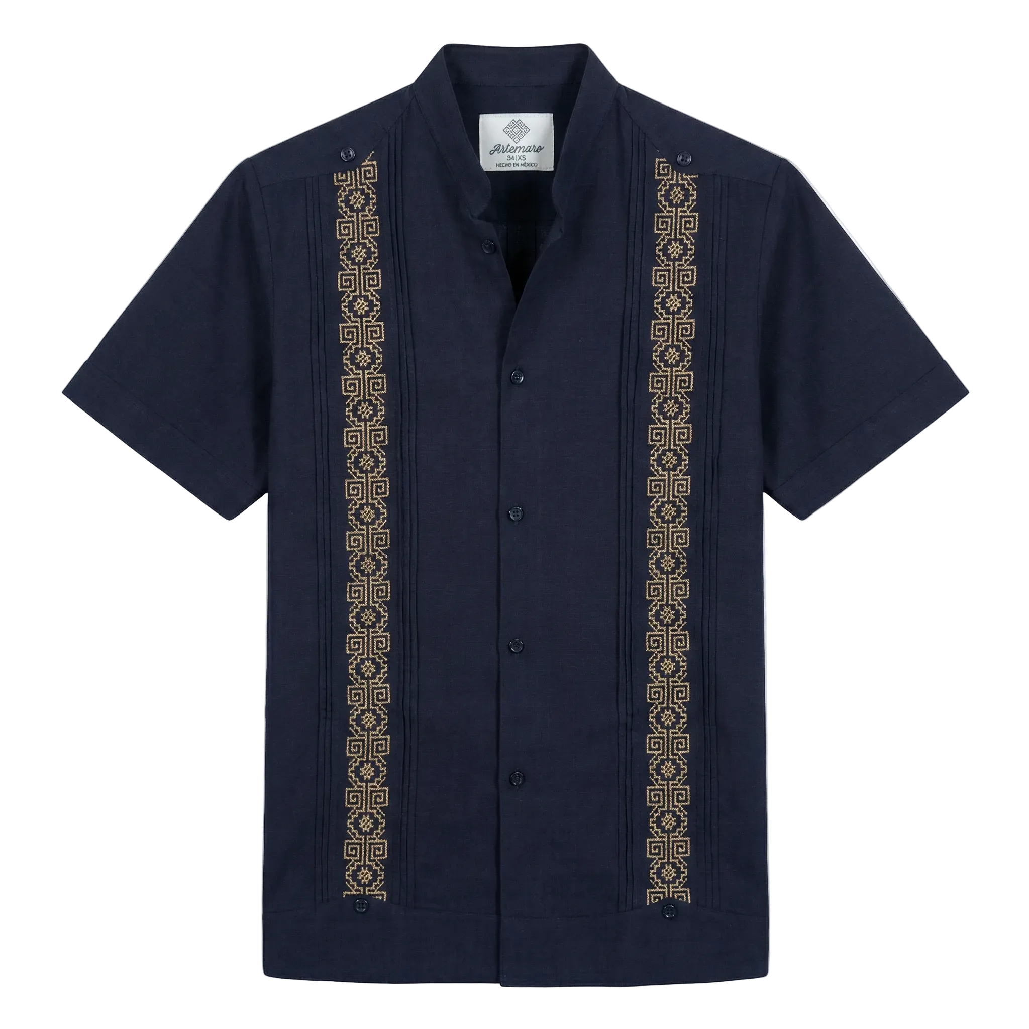 GUAYABERA AZTECA AZUL MARINO ORO MAO
