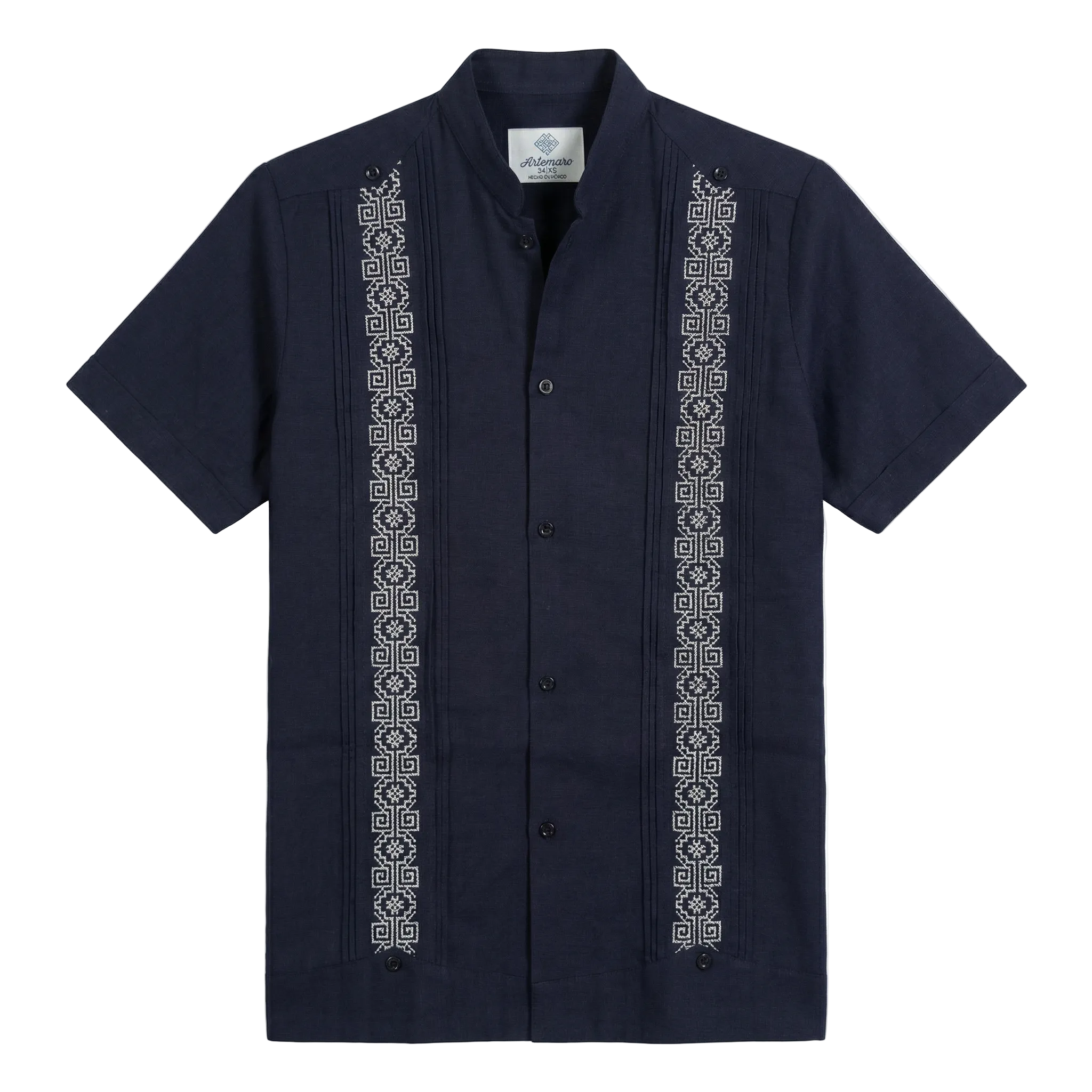 GUAYABERA AZTECA AZUL MARINO PLATA MAO