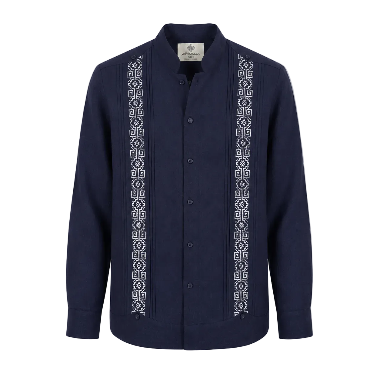 GUAYABERA AZTECA AZUL MARINO PLATA MAO