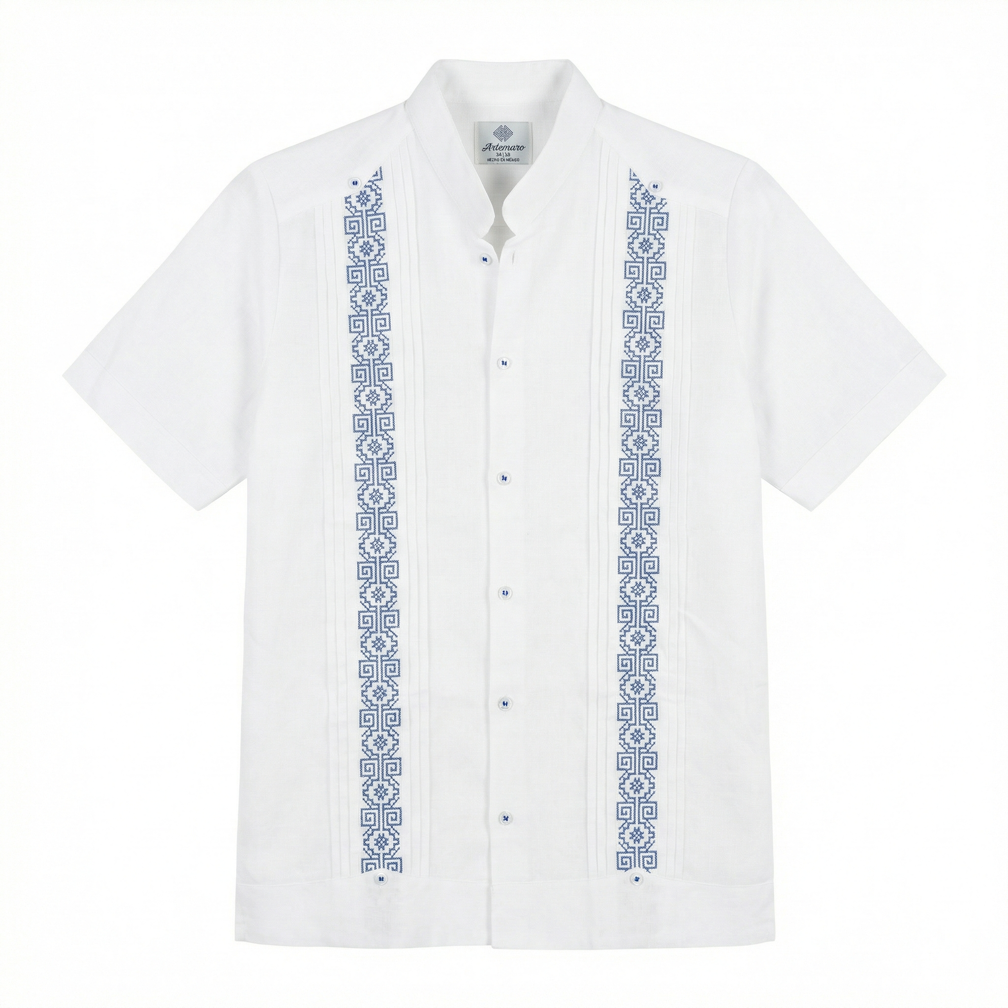 GUAYABERA AZTECA BLANCO AZUL MAO