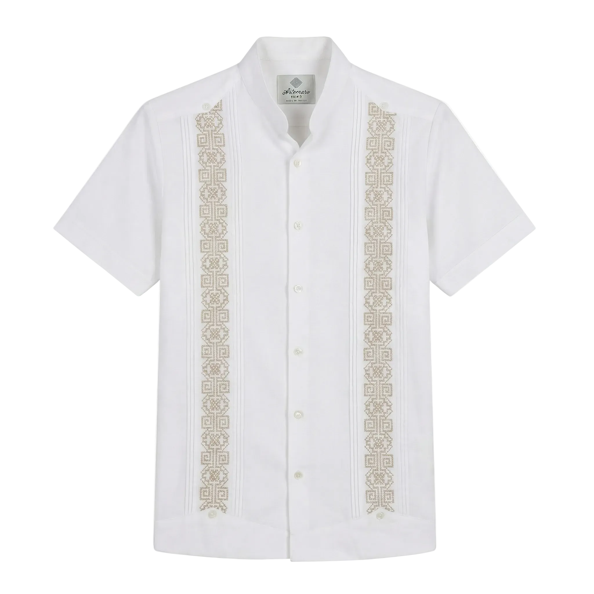 GUAYABERA AZTECA BLANCO ORO MAO