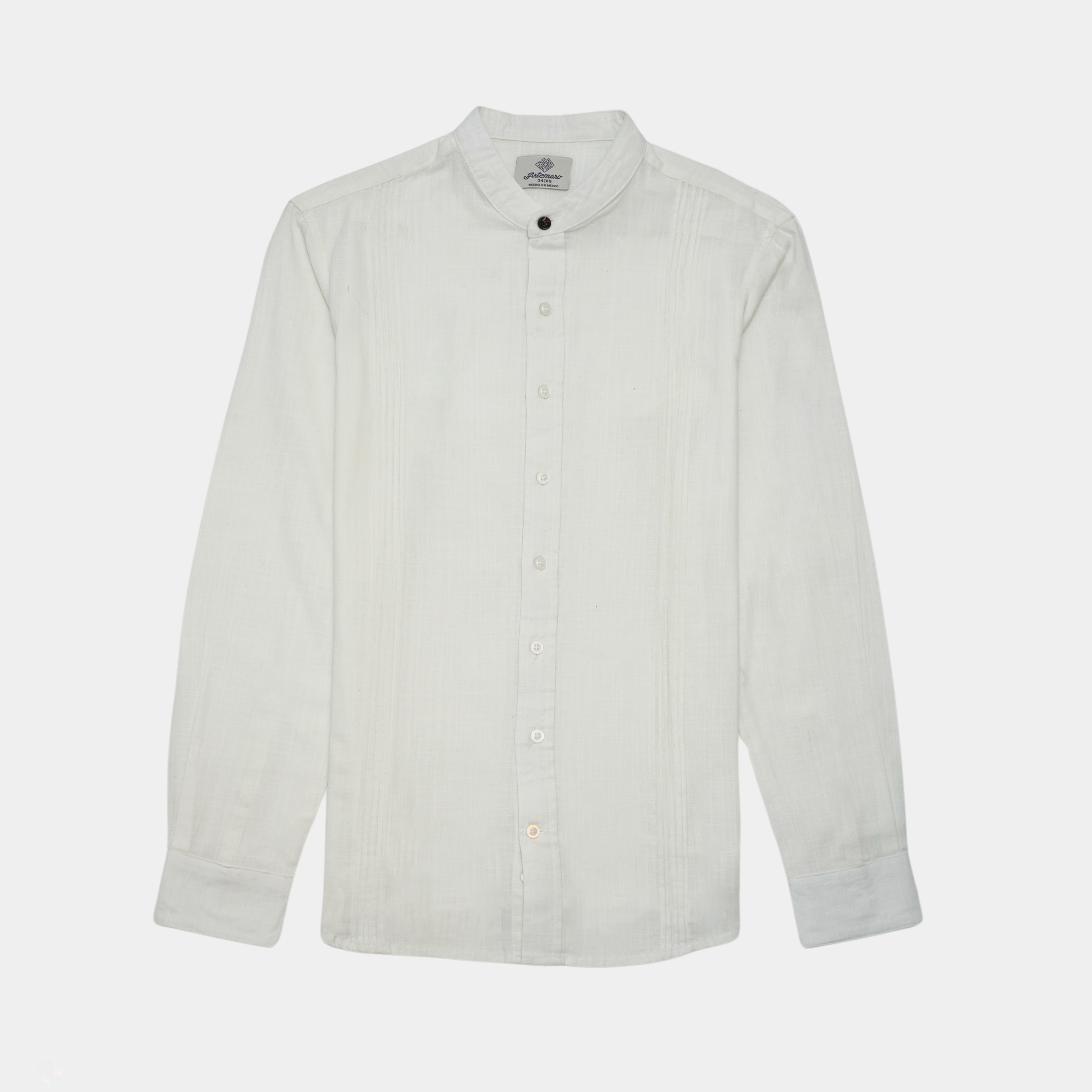 CAMISA ALFORZADO BLANCO MAO MANGA LARGA