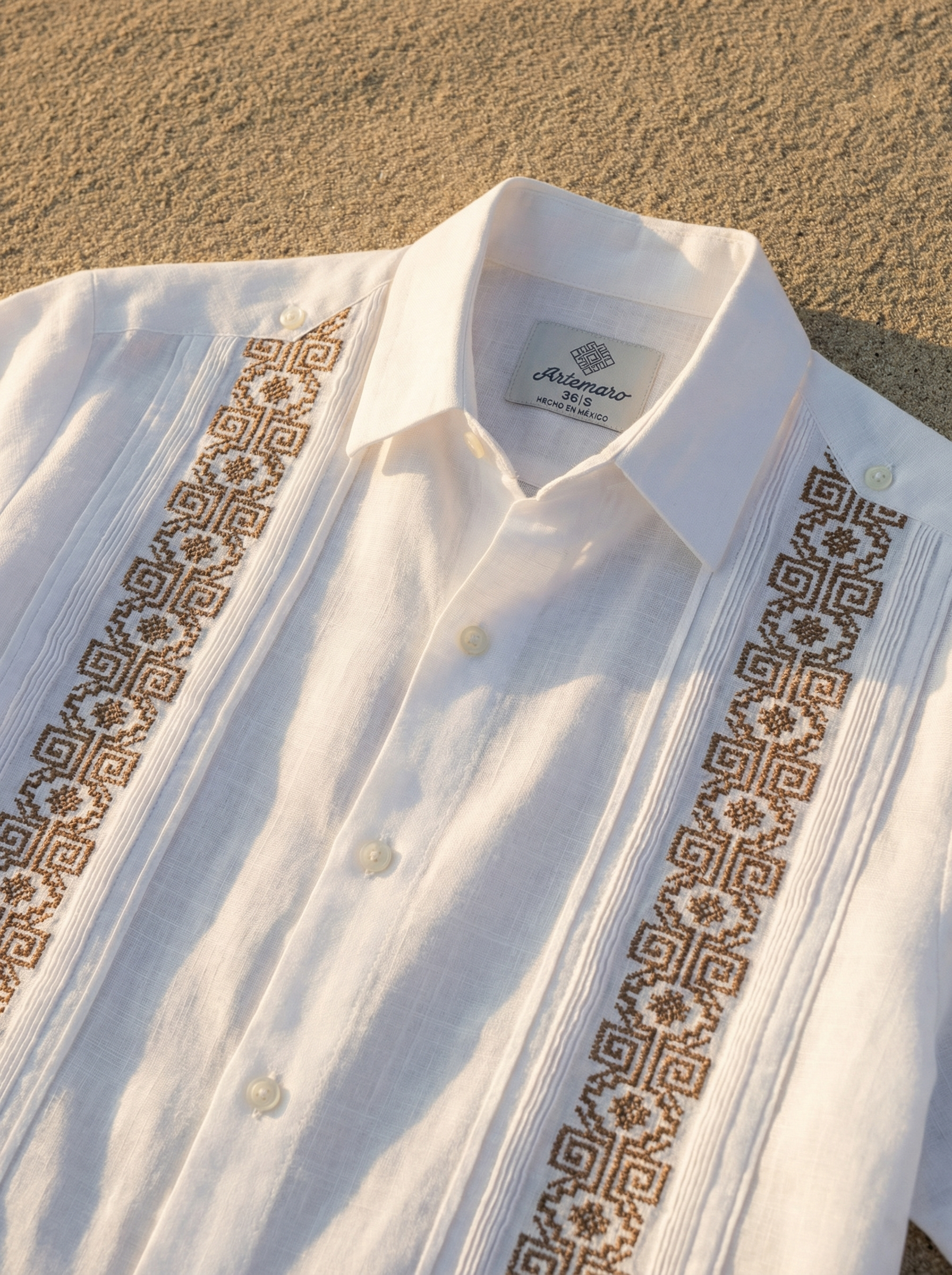 GUAYABERA AZTECA BLANCO COBRE